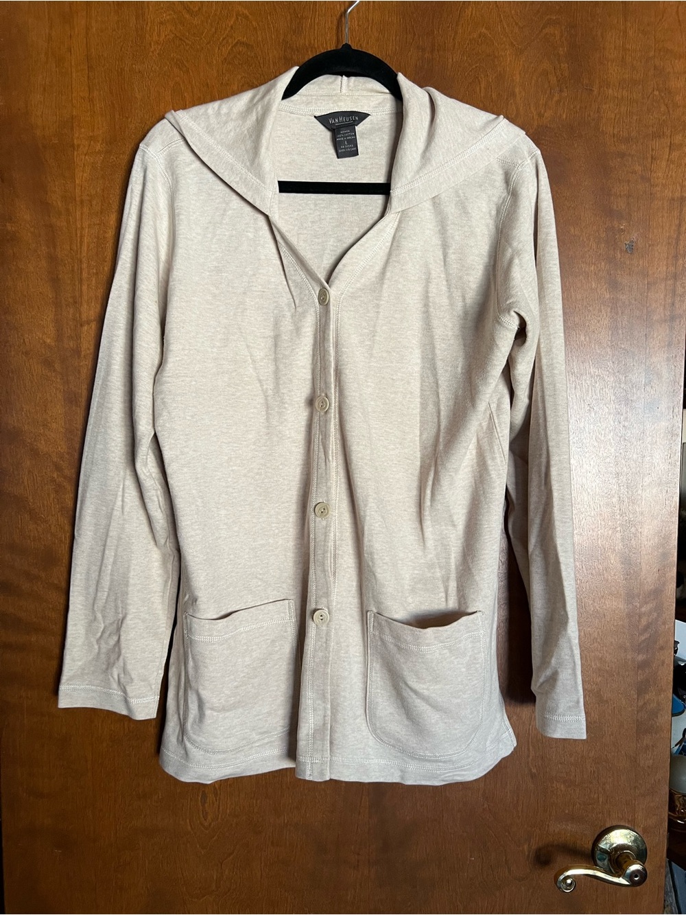Van Heusen Cream Hooded Cotton Cardigan